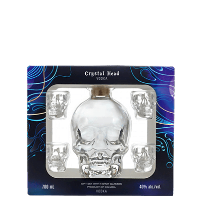 Crystal Head + 4 shot glasses 70cl