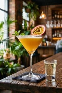 Passion Fruit Martini cocktail met passievrucht en prosecco shot