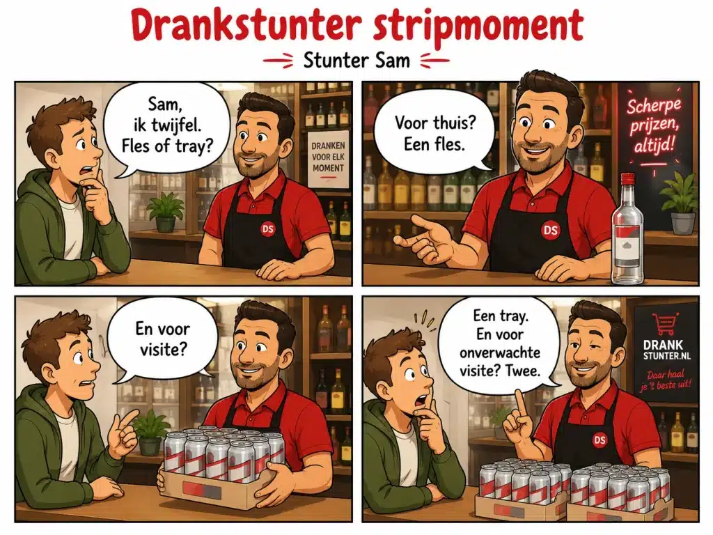 Smirnoff Ice, een fles of een tray met blikken? Stunter Sam adviseert
