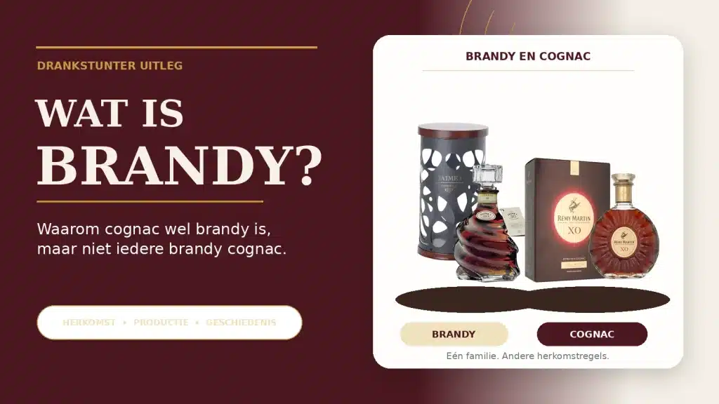 Torres 30 Years Jaime 1 Brandy en Remy Martin XO Cognac bij de uitleg wat brandy is