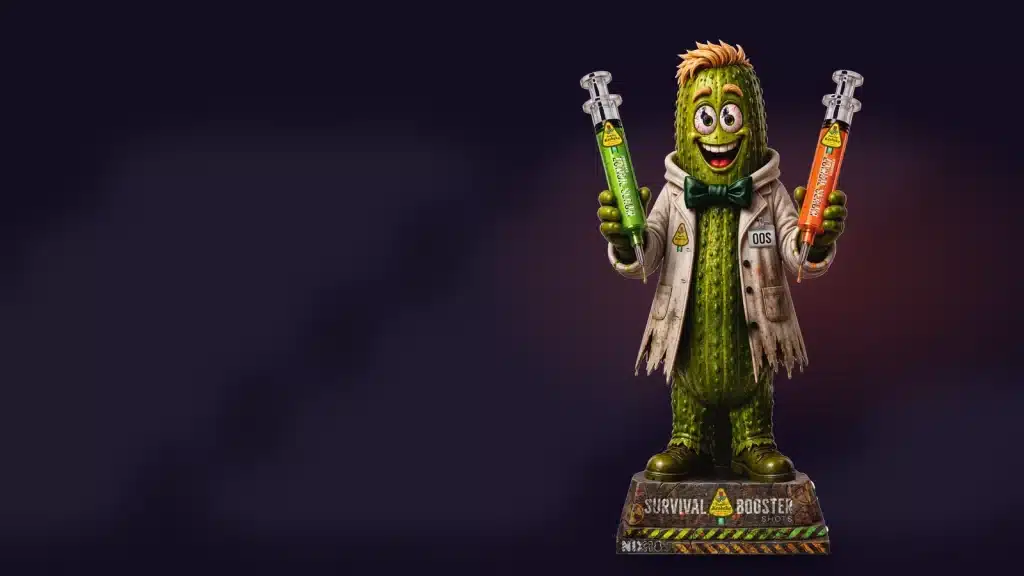 Zombie-augurk van Kesbeke met groene en oranje Halloween-spuitjes